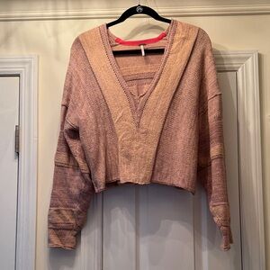 Free People V-Neck Sweater in Pink and Brown